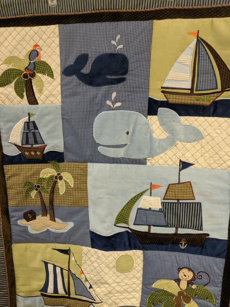 Nojo Blue Sailboat Crib 4PC Set