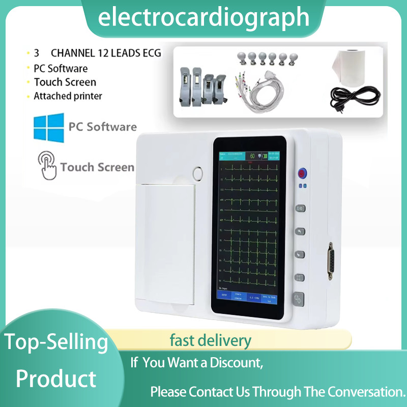 7 inch touch screen ECGEKG Machine 3 Channel Electrocardiograph With PC Software