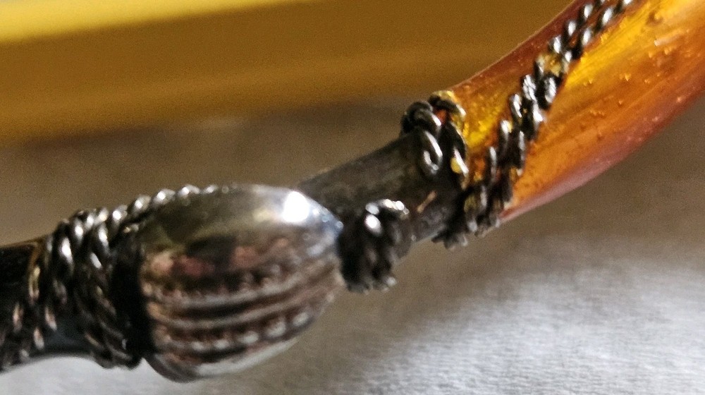 Bangle Bracelet Orange & Black Tiny Chain Wrap Vintage