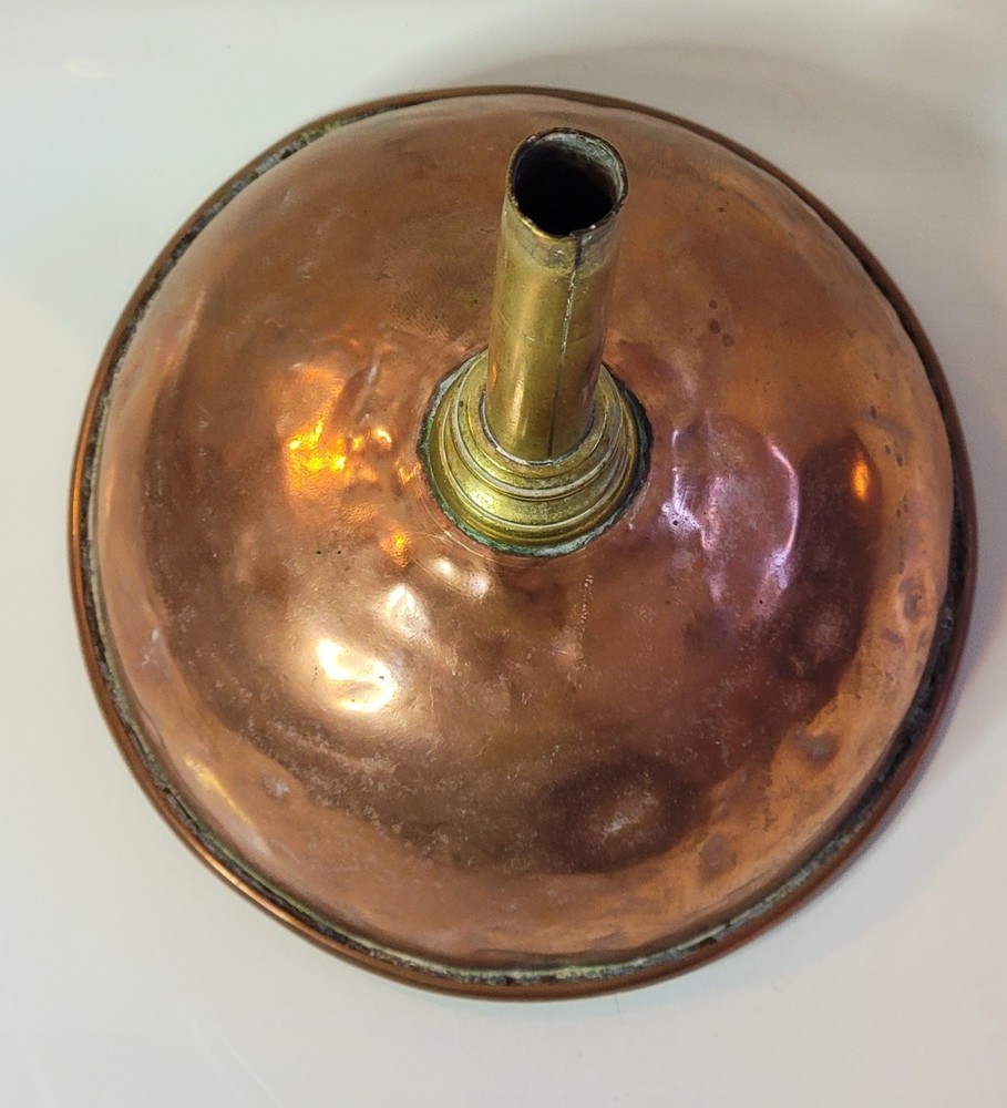Antique Large Tinned Copper & Brass Decanting Funnel