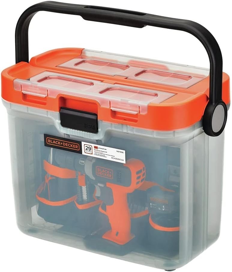 BLACK+DECKER 20V MAX* Cordless Drill + 28 Pc Project Kit & Tool Box - BCKSB29C1