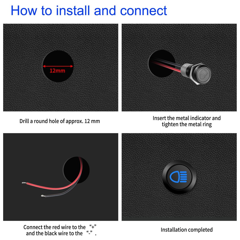 12V LED Indicator Small Light Indicator Waterproof 1/2(12Mm) Panel Cutout 12V