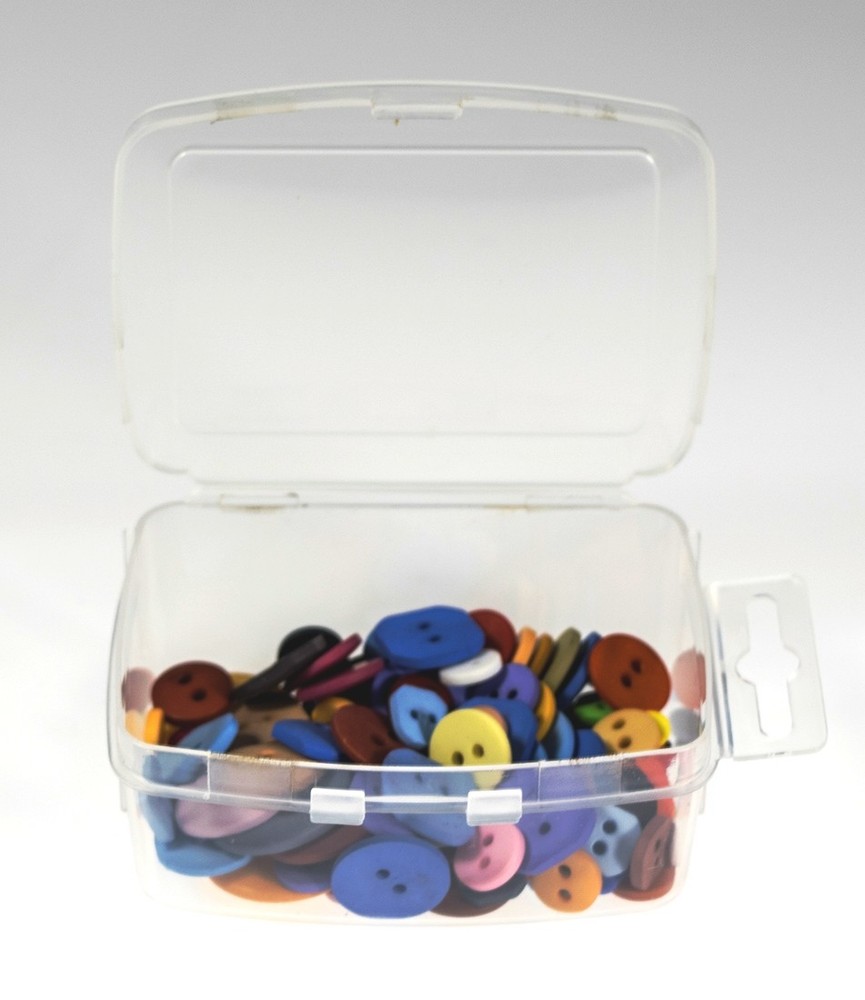 12 Rectangular Clear Plastic Boxes Snap Lids / Hang Tabs for Peg Boards  #1389