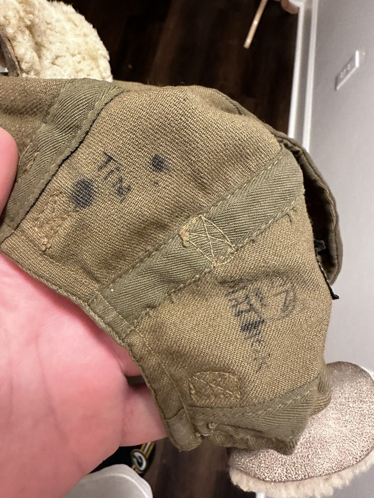 WWII Named Type A-9 Air Force US Army Flight Cap Hat Canvas