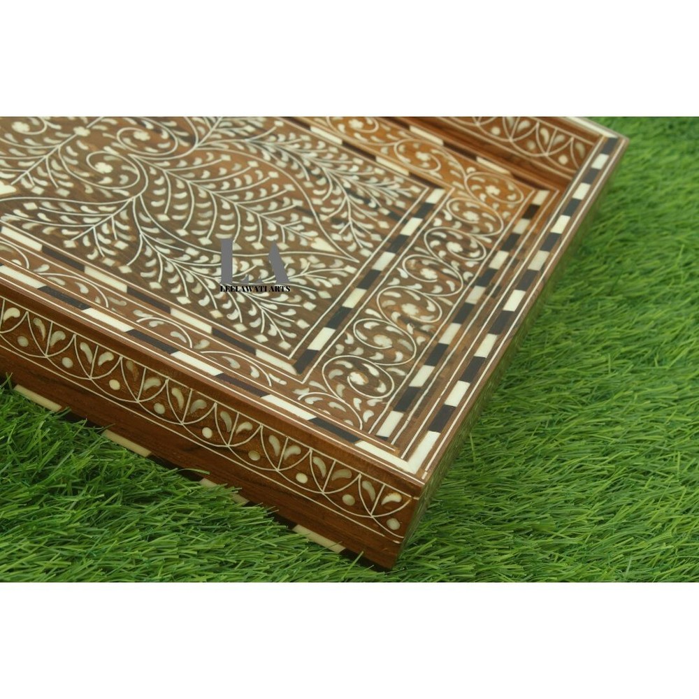Home Décor Wood Bone Inlay Serving Tray