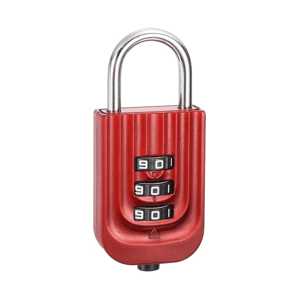 Resettable 3 Digit Combination Lock Code Padlock, Red (65 x 30mm)