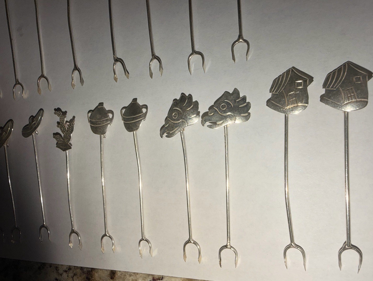 Set/22 Southwest Style Vintage Mexican Sterling Silver .925 CP Appetizer Picks