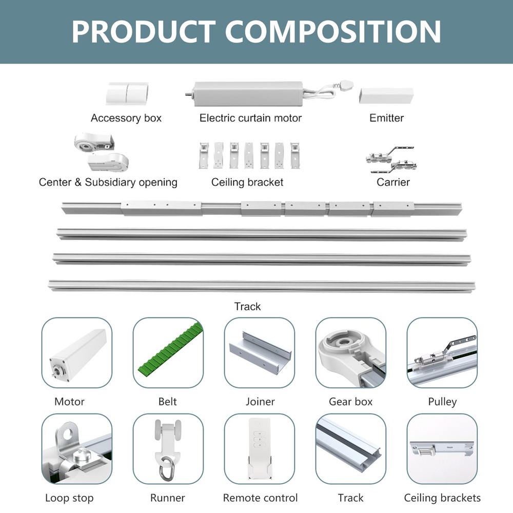 6.2m Motorized Curtain Track Rail Ceiling Track 20.3ft Remote Control FirstClass
