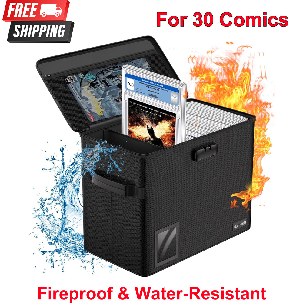 Fireproof Graded Comic Book Storage Box for 30 CGC Comics, Waterproof, Stackable