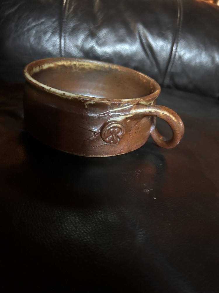 RUTH RODDA POTTERY, Twisted Handle Bowl Studio pottery Marked MCM
