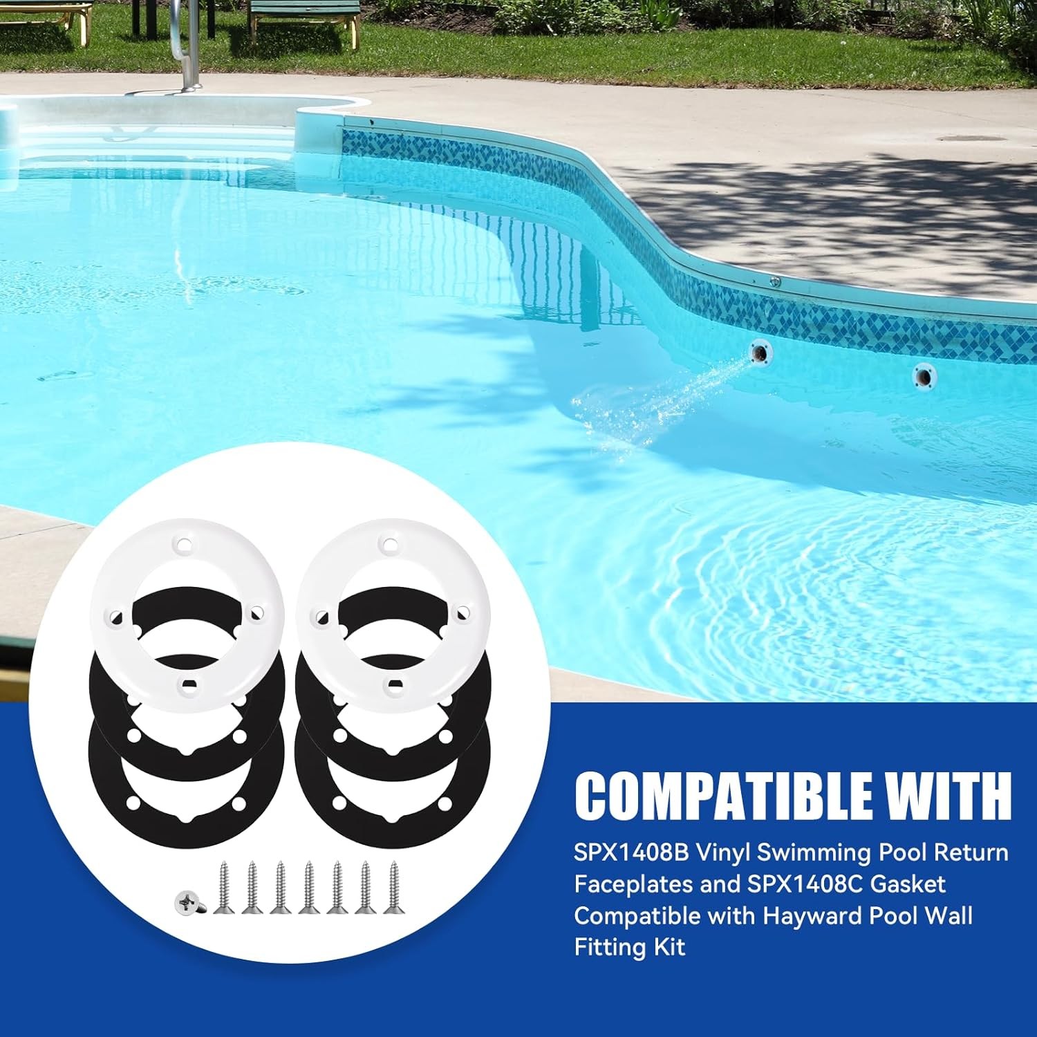 2 PCS SPX1408B Vinyl Swimming Pool Return Faceplates and SPX1408C Gasket...