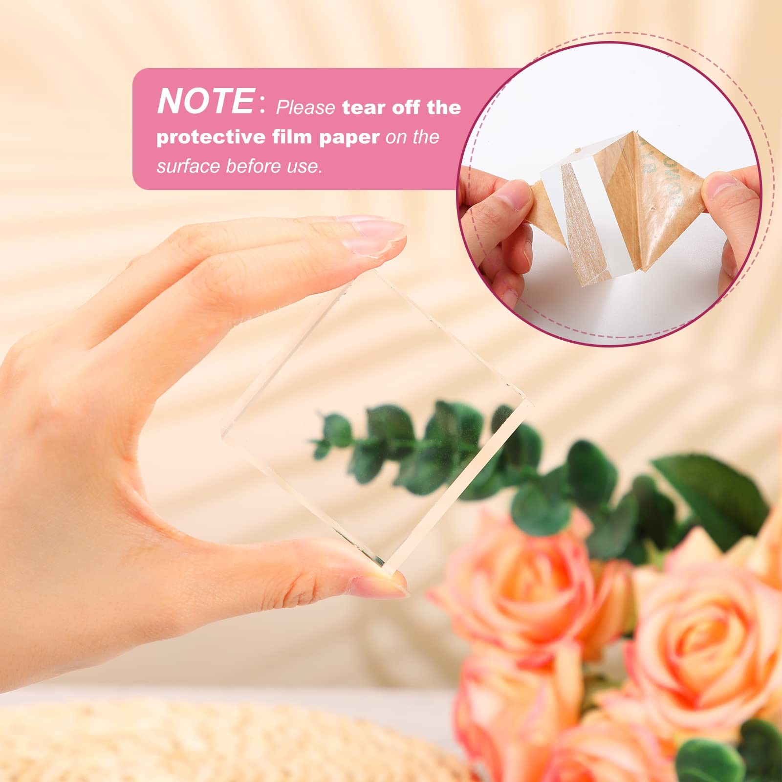 "4 PCS Acrylic Square Display Blocks 2x1"" Clear Polished Cube Jewelry Stand"