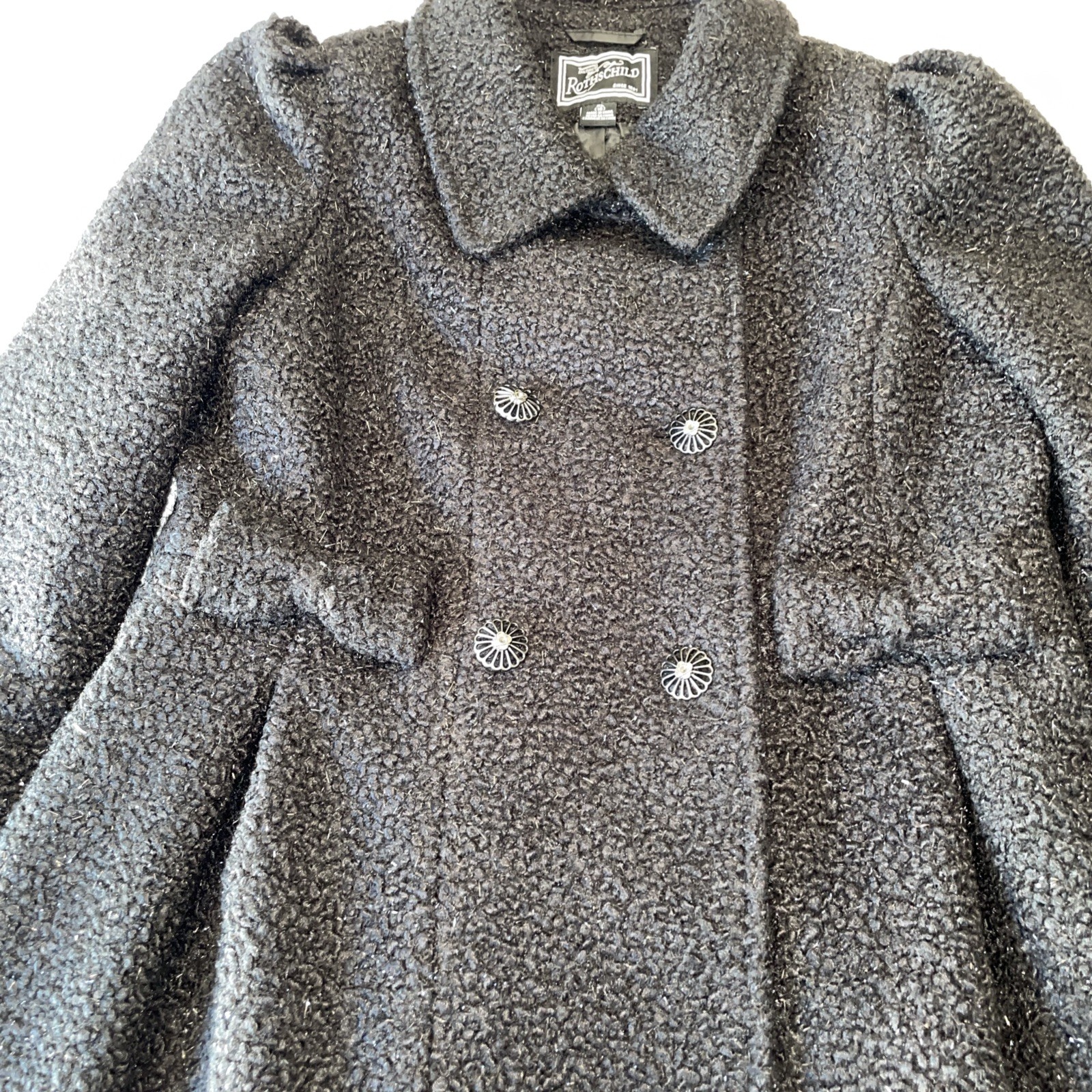 Rothschild Girl’s Princess Dressy Sparkle Black Coat Sz XL (16) Vintage Inspired