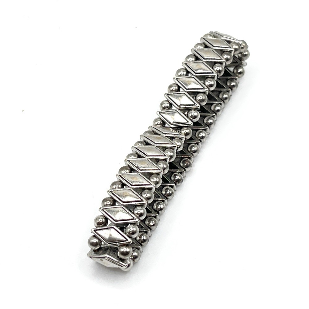 Silver Tone Crown Diamond Shape Circle Design Stretch Bracelet