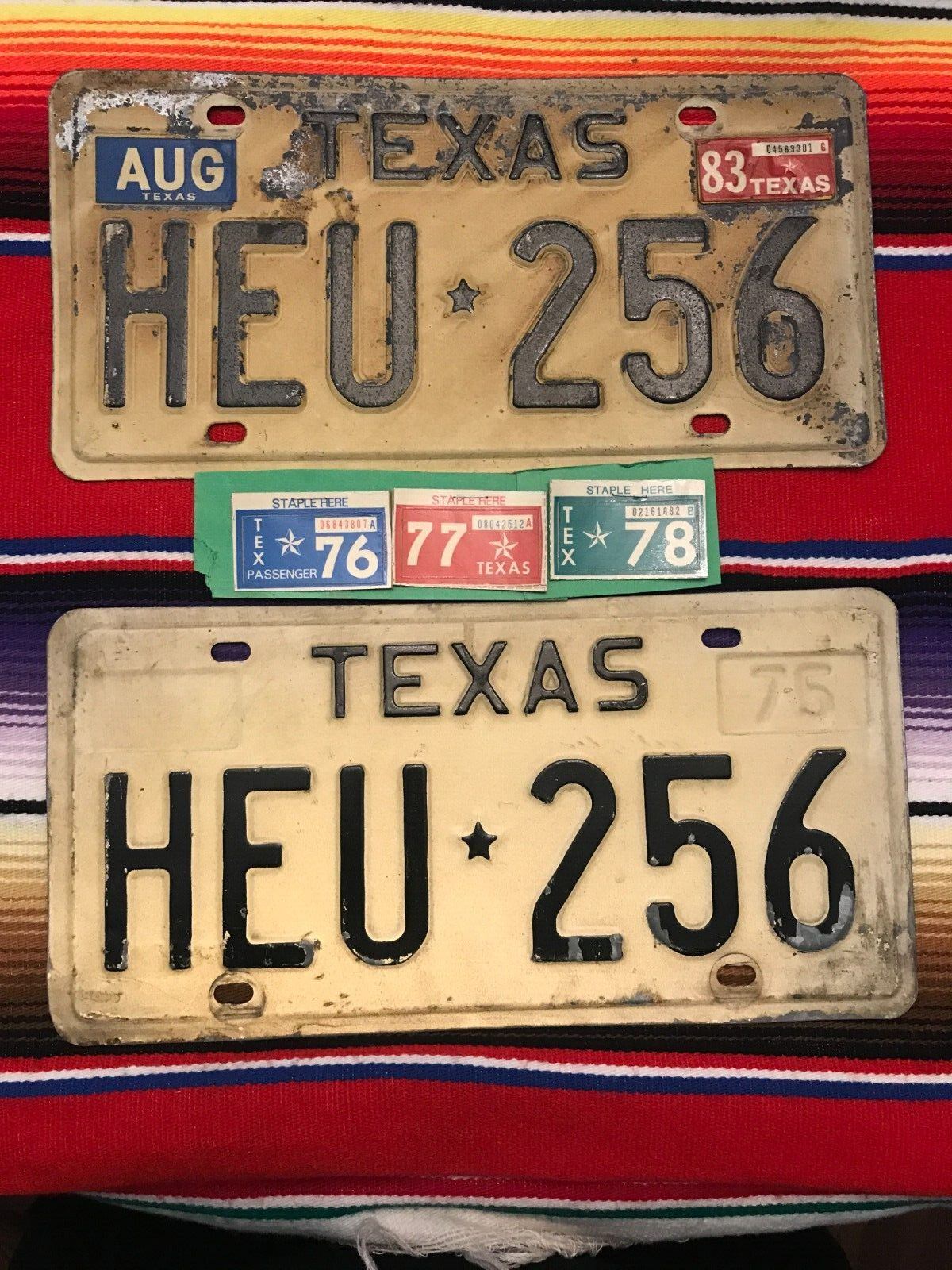 1975-1976-1977-1978 TEXAS PASSENGER LICENSE PLATES HEU256