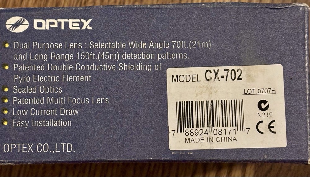 Optex CX-702 Passive Infrared Motion Detector Sensor