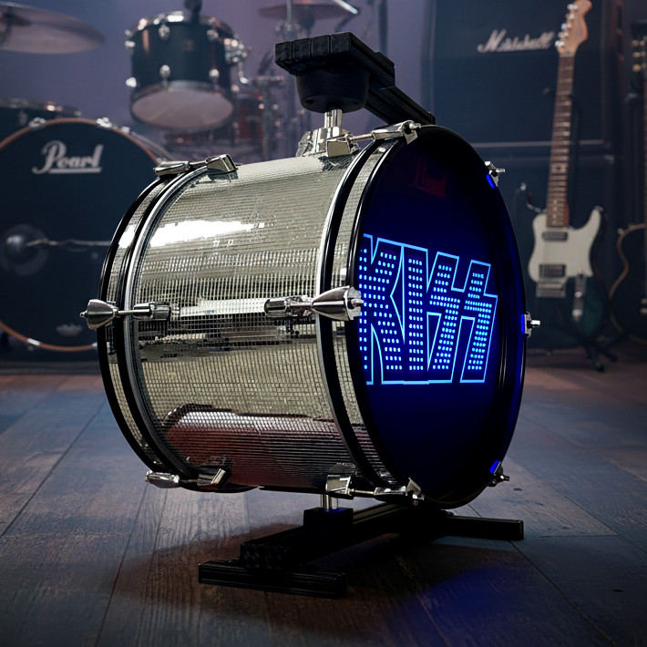 KISS Rotating Drum Display, Double Sided, Internal LED Lighting + Remote Control