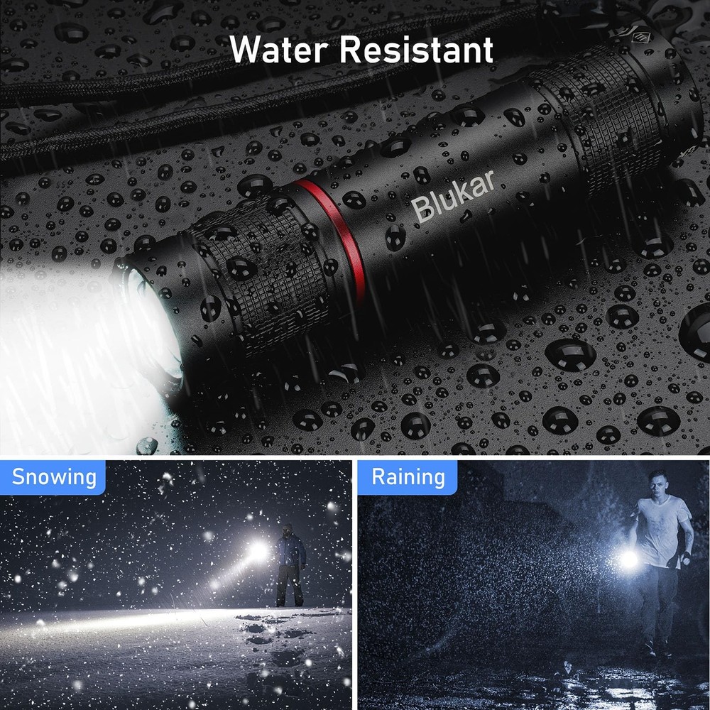 Blukar Flashlight Rechargeable, High Lumens Flashlight, Super 1 Pack, Black