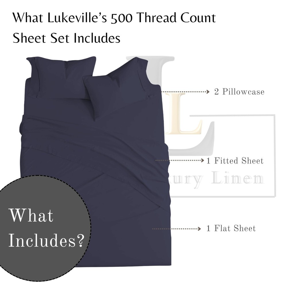 Full XL Size Bed Sheets - Softest 100% Cotton 4PC Sheet Set -500 Thread Count...