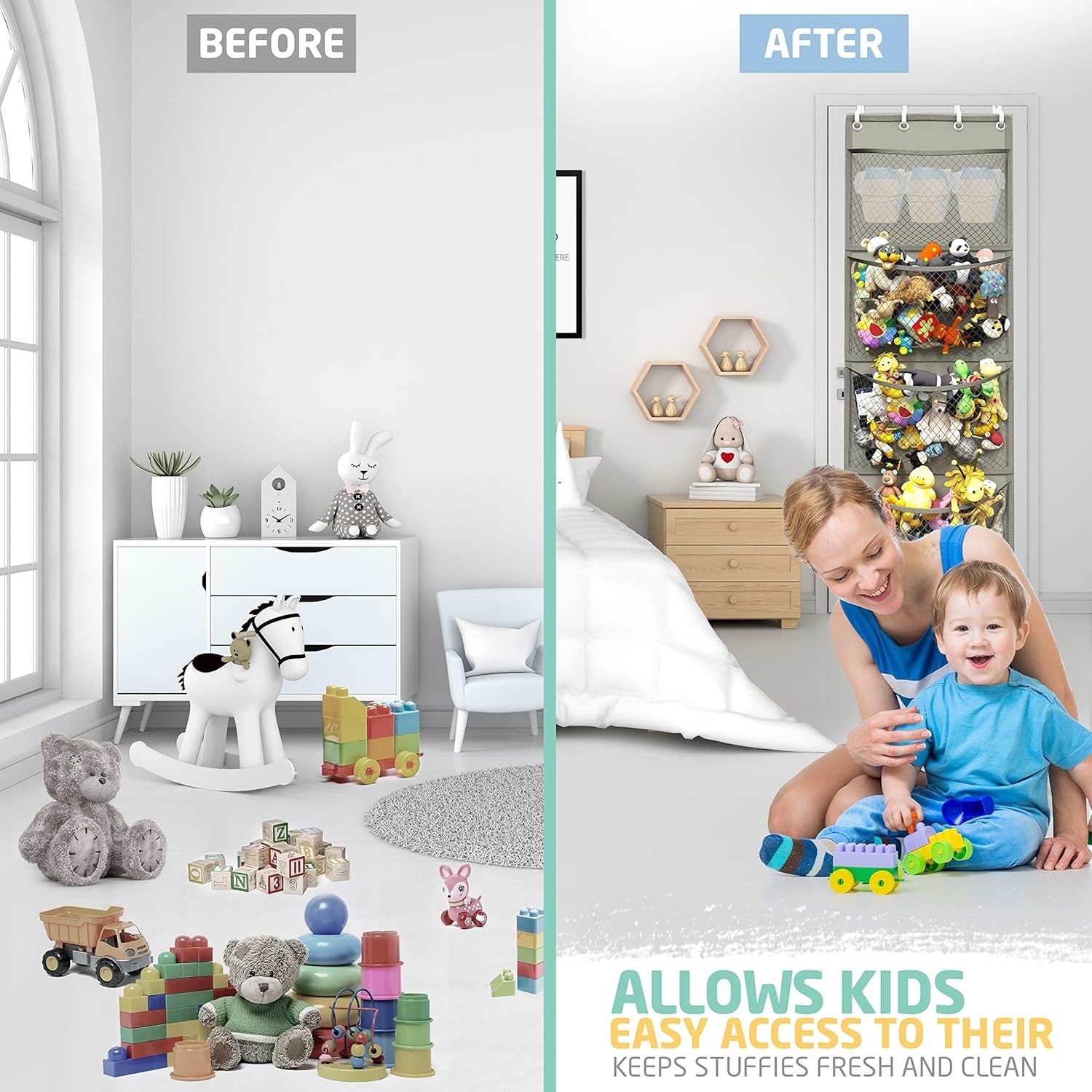 Over Door Stuffed Animal Storage for Stuffies, Baby Accessories, and Toy