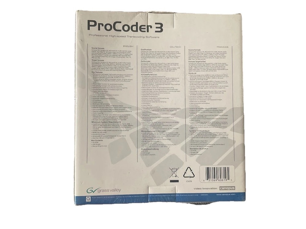 Canopus ProCoder 3 Professional High-speed Transcoding Software