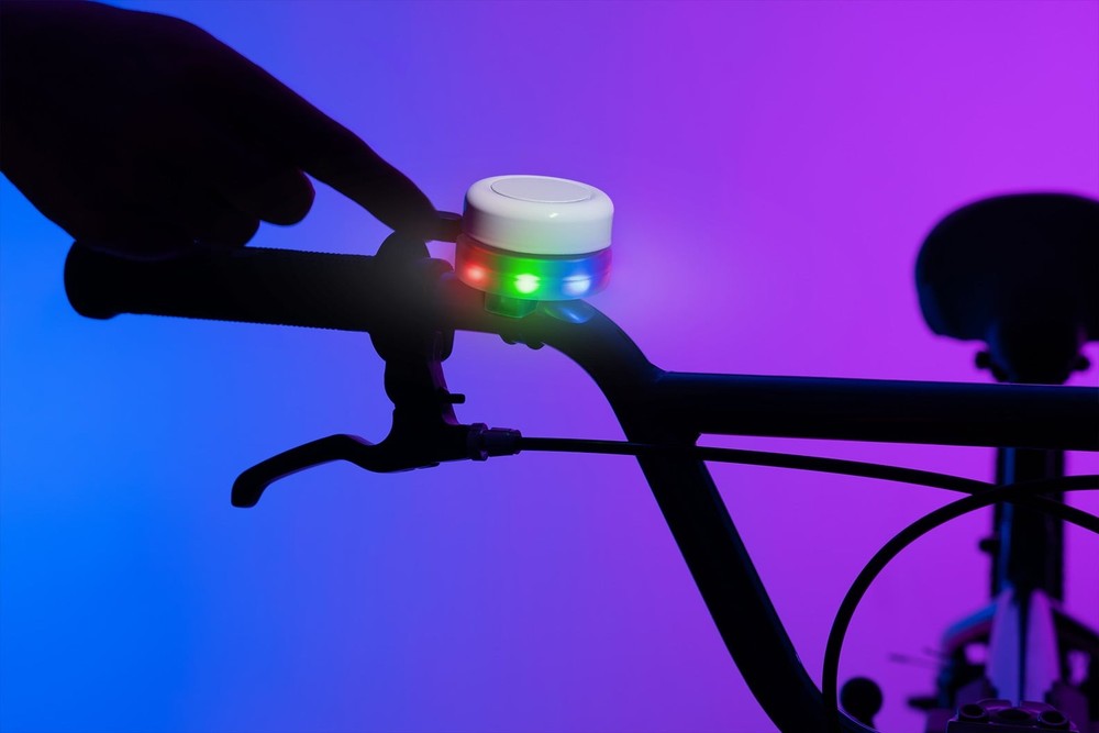Bicycle Bell with Multicolor Twinkling LEDs, Fits Most Handlebars, Blue