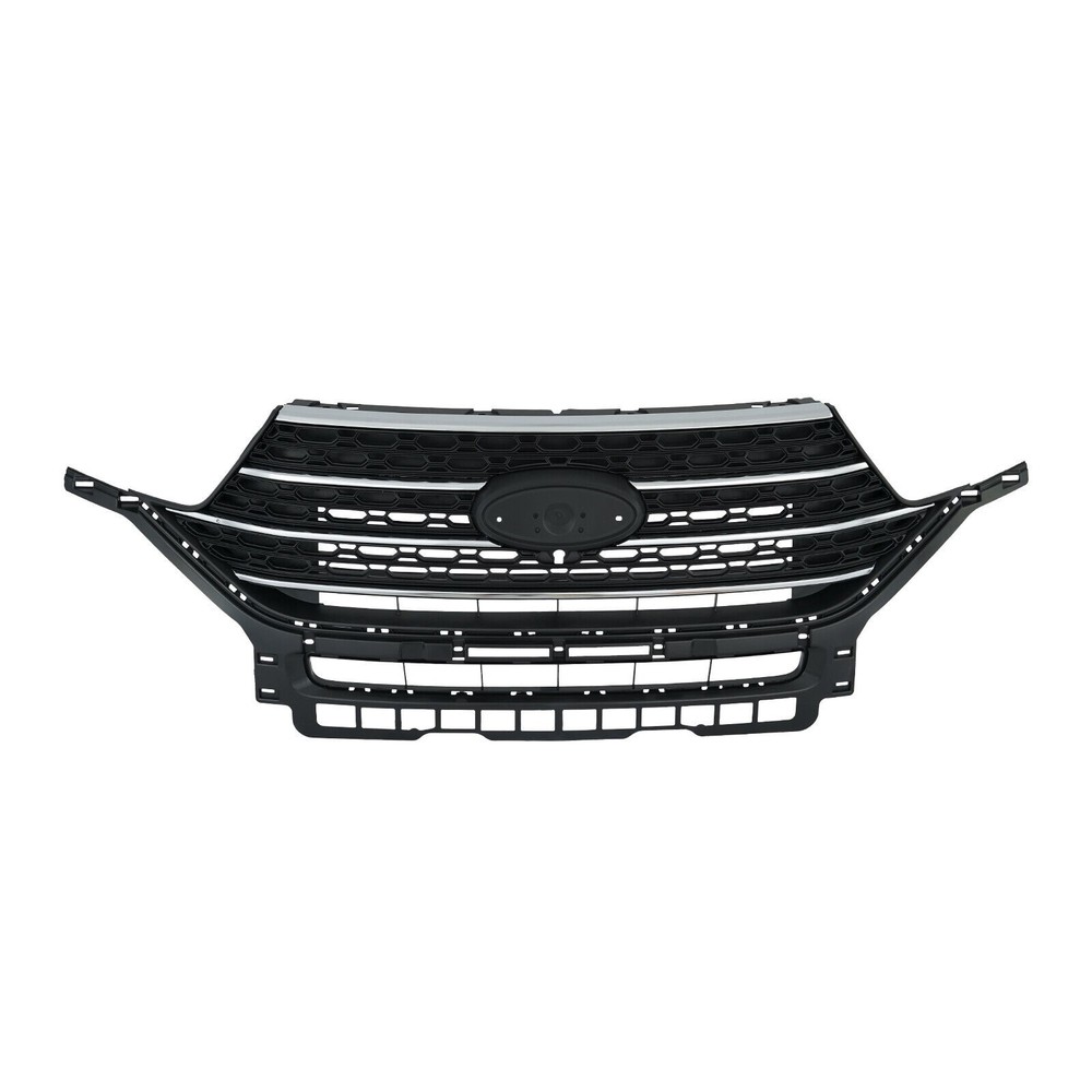 For 2020-2024 Ford Explorer Front Bumper Upper Grille Gloss Black W/Chrome Trim