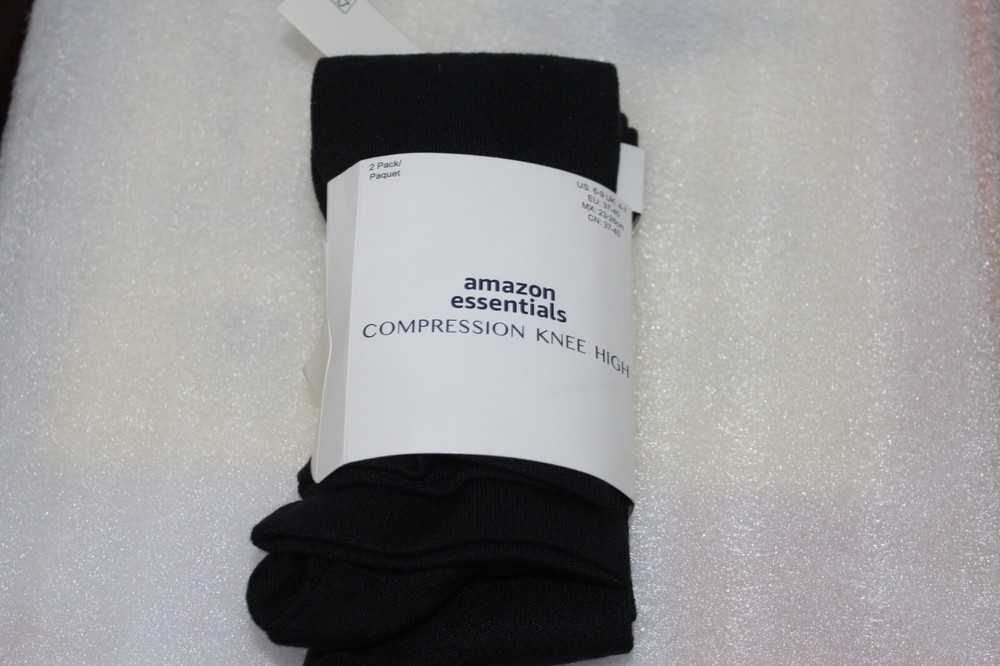New 2 pair per  pack Amazon Essentials Compression Knee Highs Size 6-9 Black