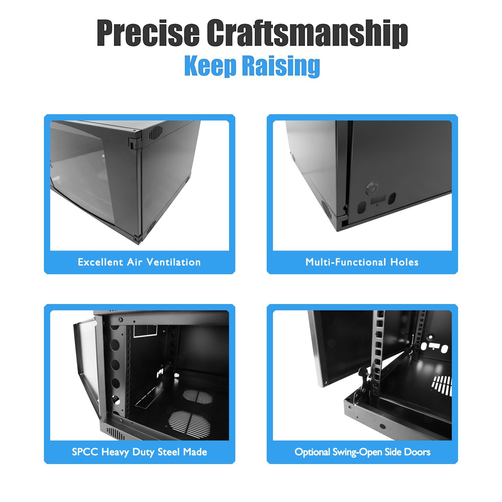 Raising Electronics 12U Wall Mount Network Server Cabinet Glass Door 600MM Deep