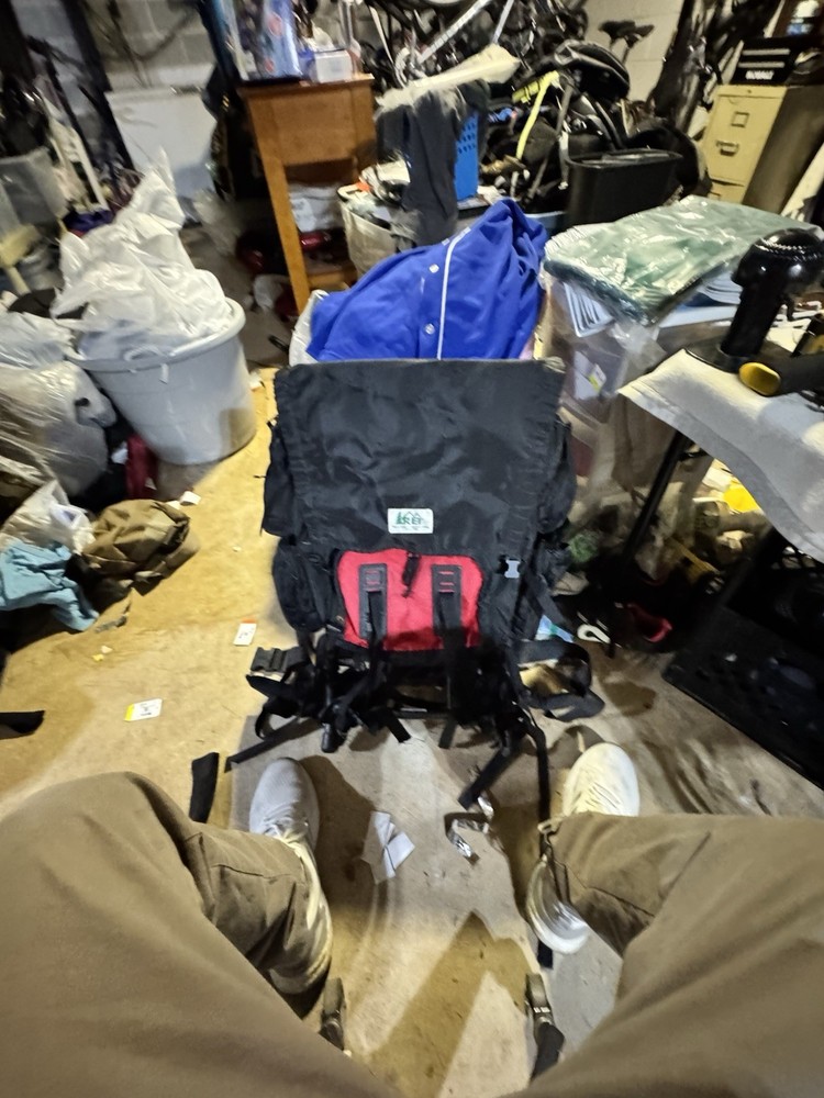 Vintage REI External Frame Backpack Hiking Camping Outdoors Red Trekker