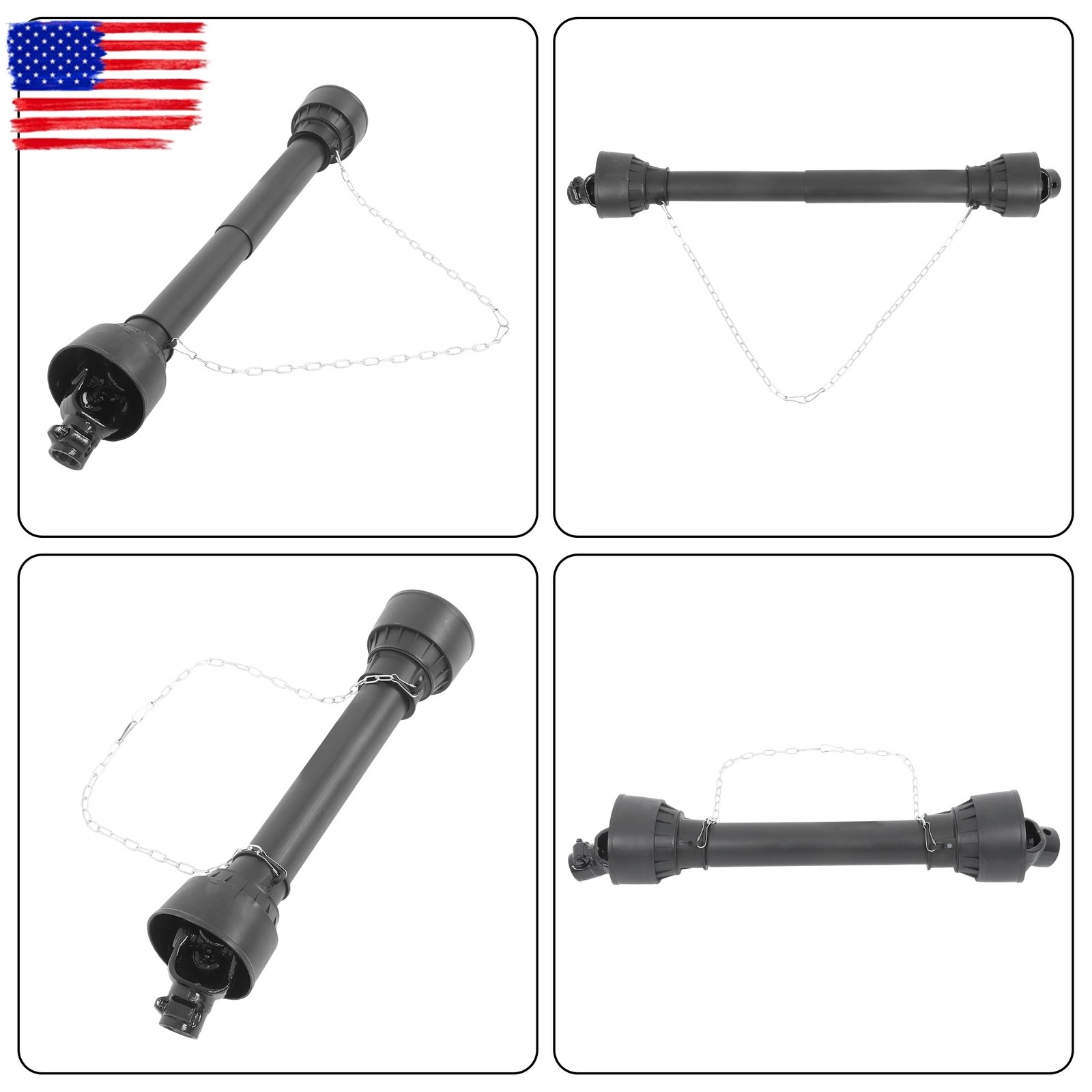 PTO Shaft PTO Driveshaft for Tractor 1-3/8" Spline/Round Ends 30-39" Black