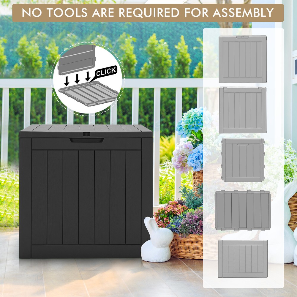30 Gallon Deck Box Storage Container Seating Tools Organization Deliveries Black