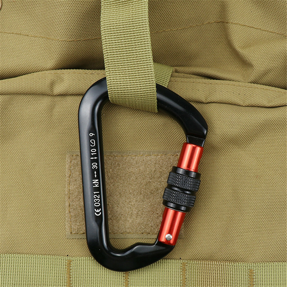 30KN Heavy Duty Screwgate Locking Carabiner D-Ring Clip Hook for Climbing Caving