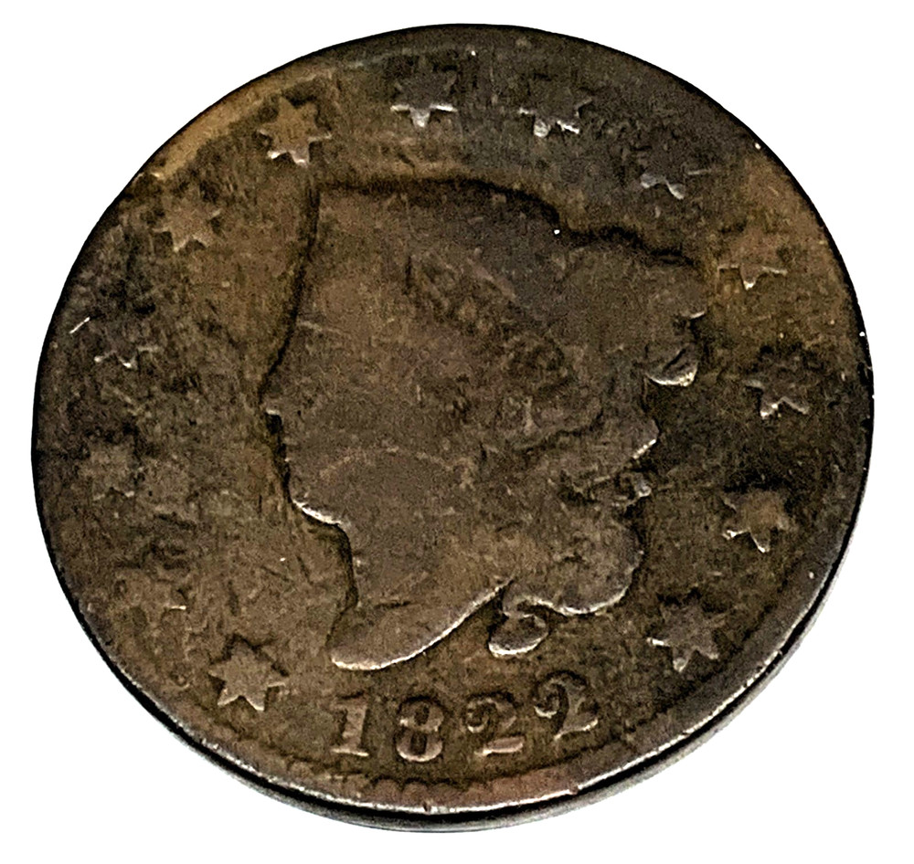 # C495    U.S.  LARGE CENT    COIN,     1822   VERY WORN