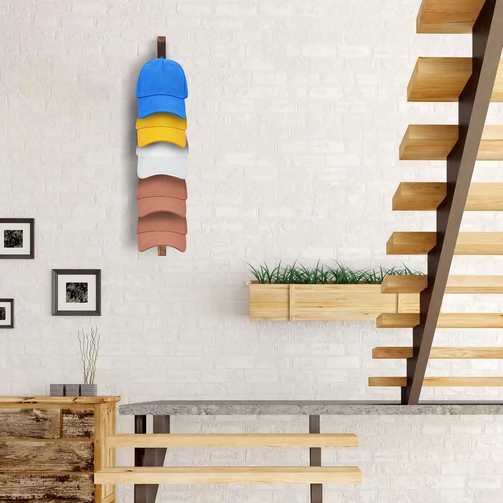 2PCS Wall Mounted Wooden Hat Rack for Baseball Caps - Solid Wood Organizer & ...