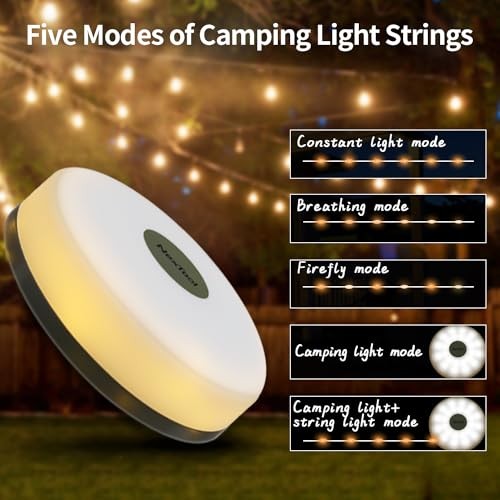 Camping Lights String, Outdoor String Light with 5 Lighting Modes, Quick 32.8ft