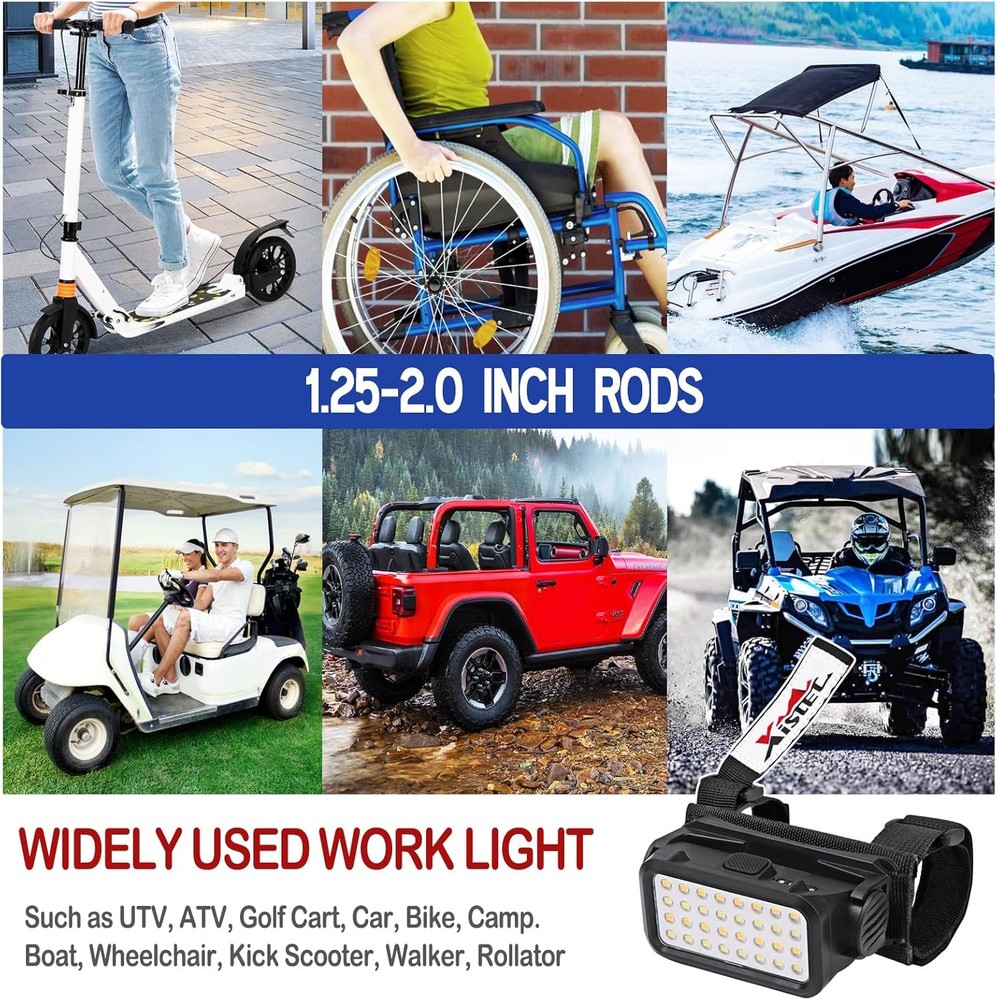 Xislet 2 Pack UTV Dome Lights, 32pcs LED Chips Type-C Rechargeable 2 PCS