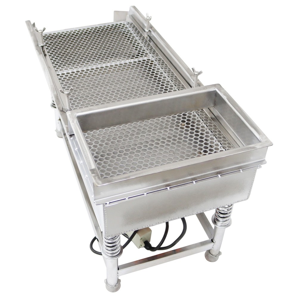 110V Stainless Linear Vibrating Screen w/Single Layer 10mm Screen Sieve Machine