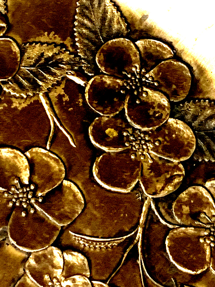Wendell August Forge Solid Bronze Plate – Cherry Blossoms Design, Hand Made
