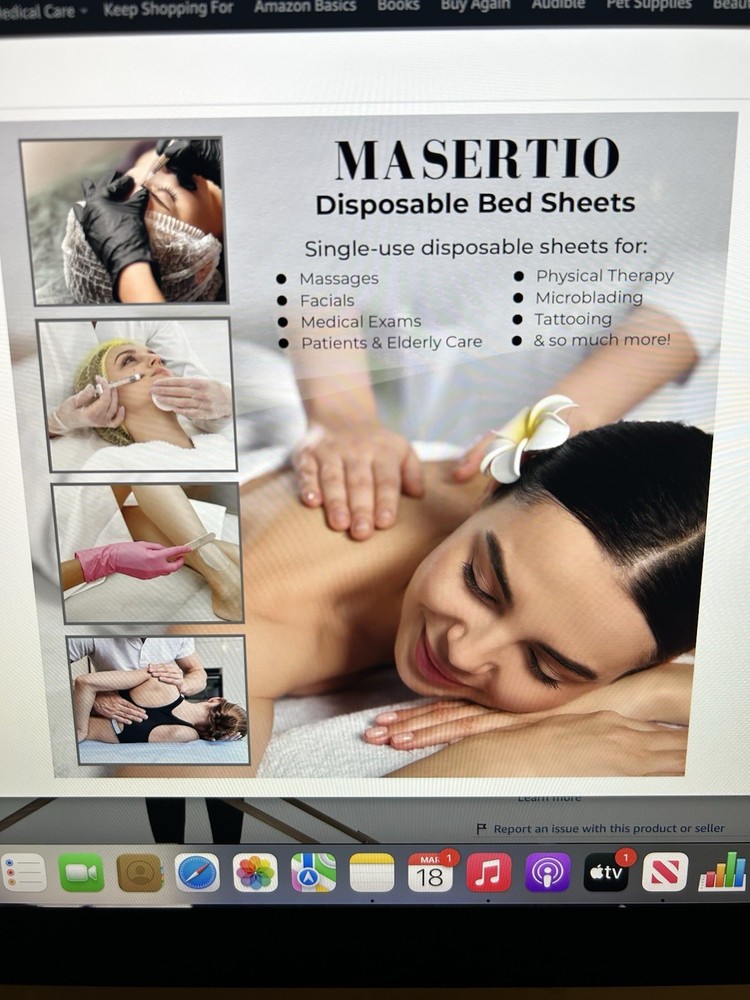 MASERTIO Disposable Bed Sheets. 1 Roll 60 Sheets Read!