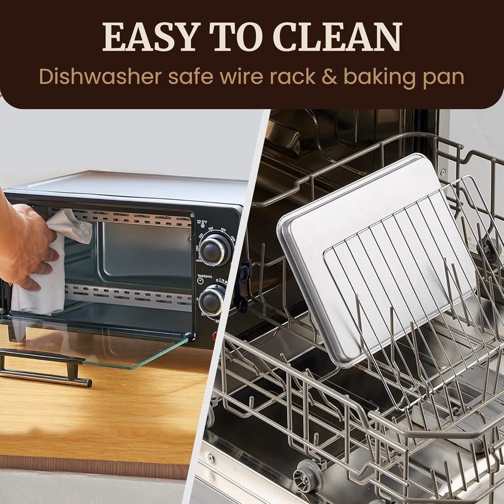 9L Compact Toaster Oven with Adjustable Temperature & 30-Minute Timer, Black