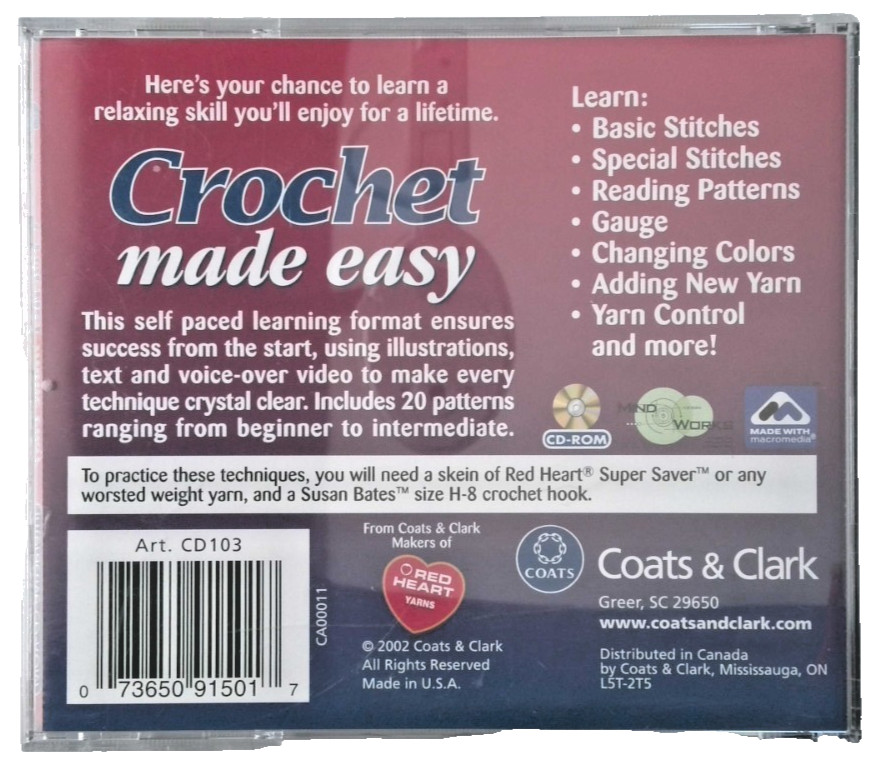 Coats & Clark Crochet Made Easy (CD-Rom, 2002) |