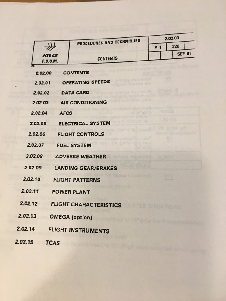 ATR 42 Operating Procedures Manual