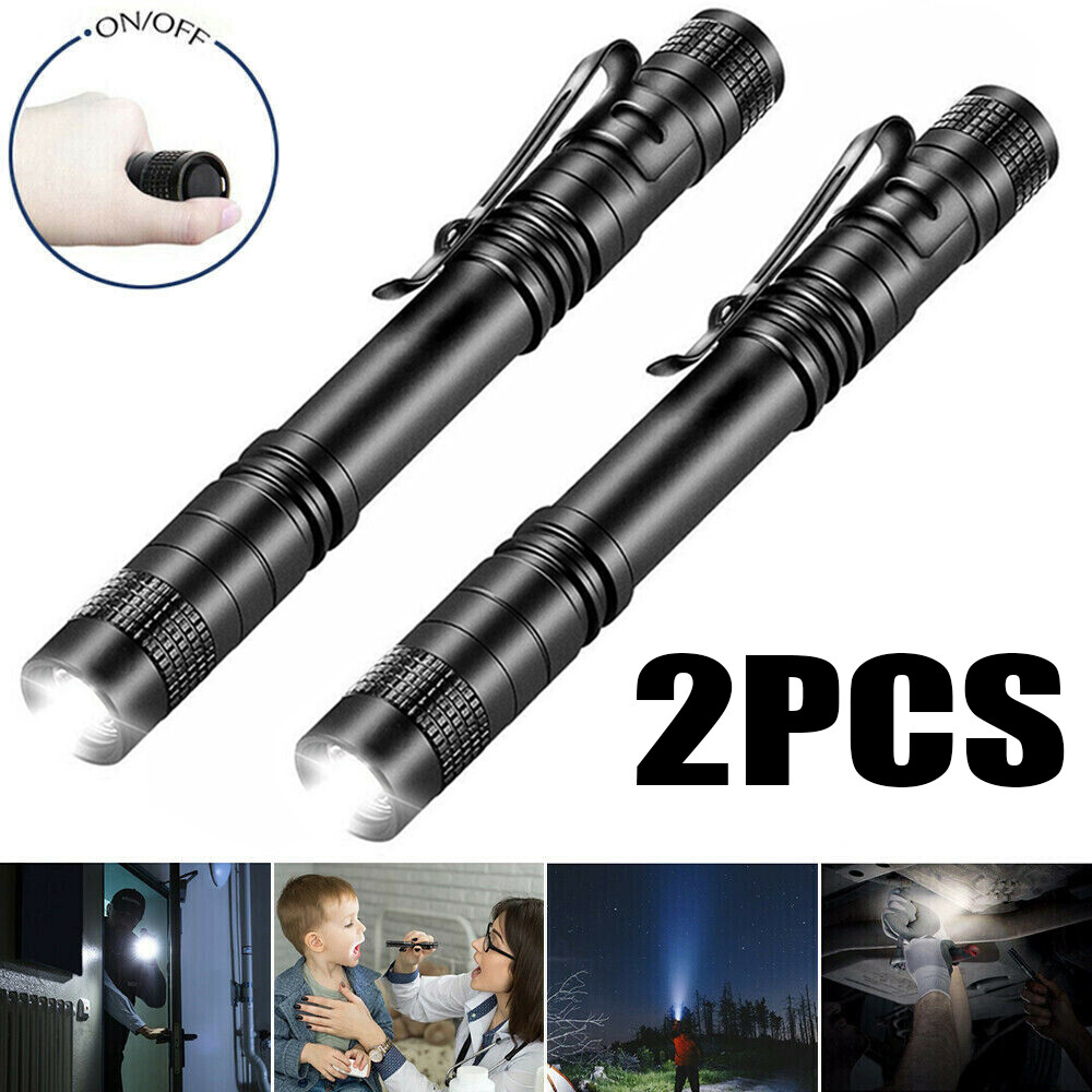 2x 900000LM Tactical Flashlight Small LED Torch Light Mini Super Bright Penlight
