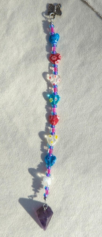 Amethyst Pendulum - Handmade Beaded Divination Tool - Crystal Point