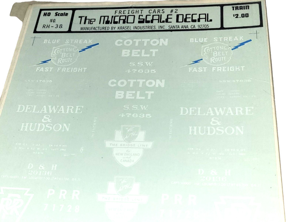 MICROSCALE DECALS RH-38 FREIGHT CARS #2 - HO Scale