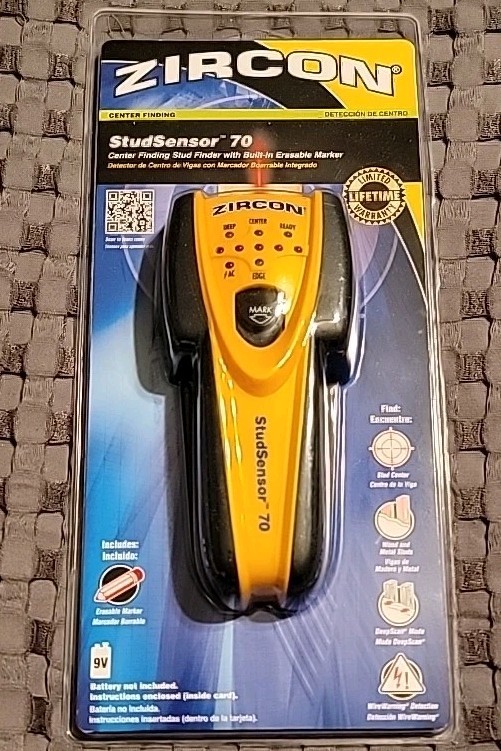 Zircon Studsensor 70 Center Finding Stud Finder Live AC Wire Warning & Marker