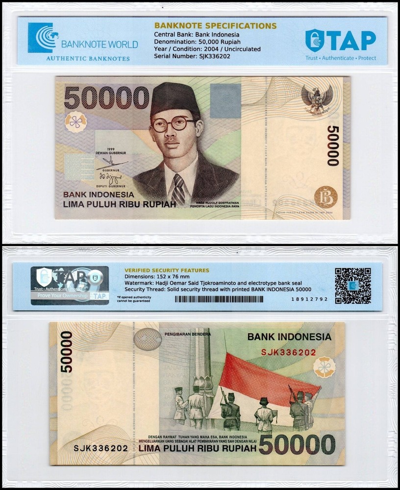 Indonesia 50000 Rupiah, 2004, P-139f, UNC, TAP Authenticated