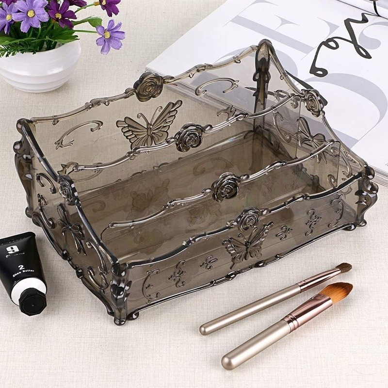 Acrylic Makeup Organizer Adjustable Shelves Removable Compartment Storage Unit