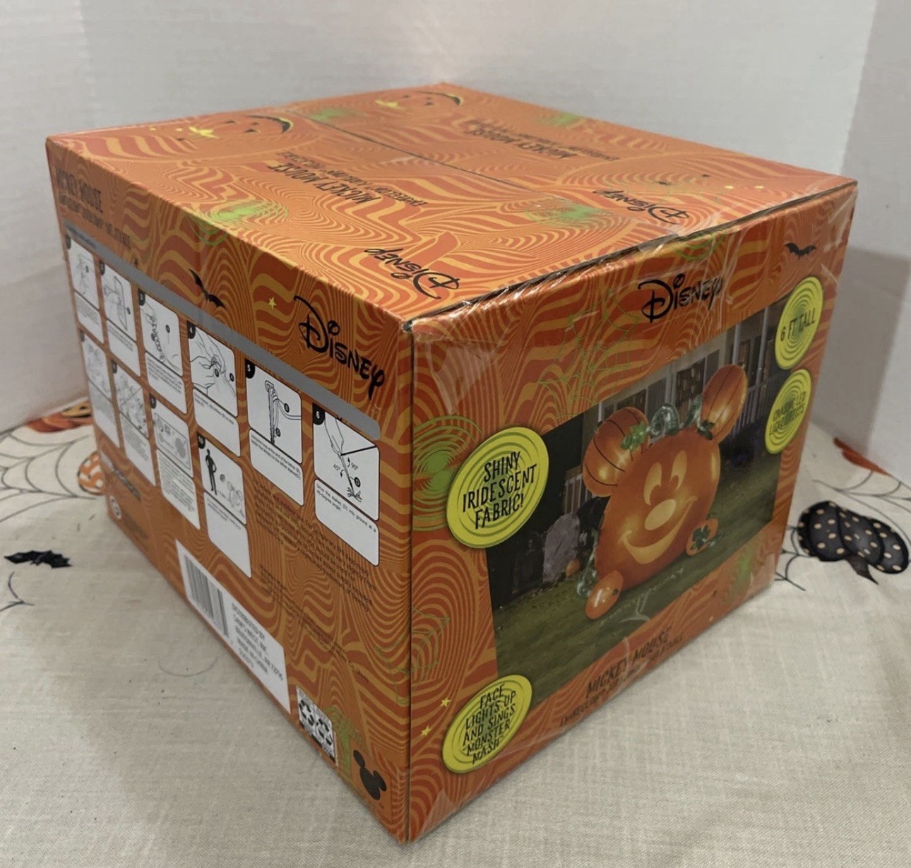 Disney Airblown 6’ Mickey Mouse Emote Glow Inflatable Animated Pumpkin, Orange